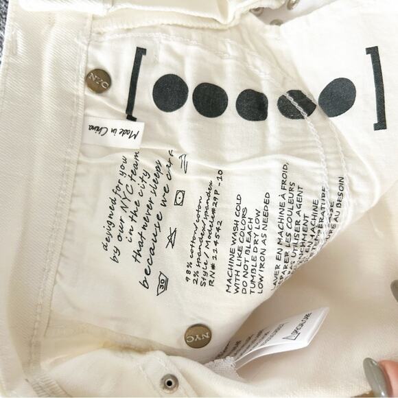 Blank NYC The Intro White Studded Mid Rise Cotton Blend Cropped Jeans Size 24 - Picture 7 of 9